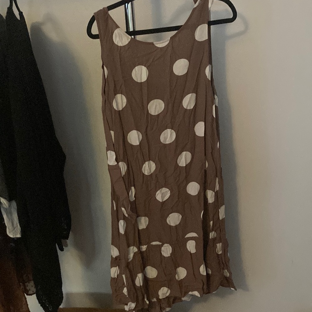 Loft brown and white polka dot dress